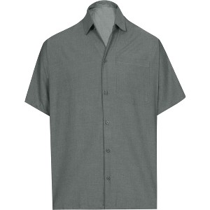 LA LEELA Men's Short Sleeve Button Down Casual Camp Summer Beach Shirts Business Dress Shirts for Men Vacation Solid Shirts with Pocket L, Grey - 1 of 4