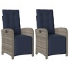 vidaXL Reclining Garden Chair Grey PE Rattan Reclining Garden Chair - 2 of 4