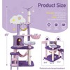 Bekrvio 65" Cute Cat Tree Tower Activity Center, Large Playing House Condo Rest for Kittens, Purple - 2 of 4