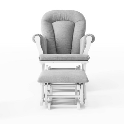 Matte White and Light Gray Glider with Ottoman Set