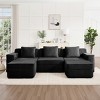 U‑Shape Corduroy Modular Sectional Sofa, 3-Seat Sofa with 2 Movable Ottomans, Modern Sofa with Throw Pillows for Living Room-Koiai - 2 of 4