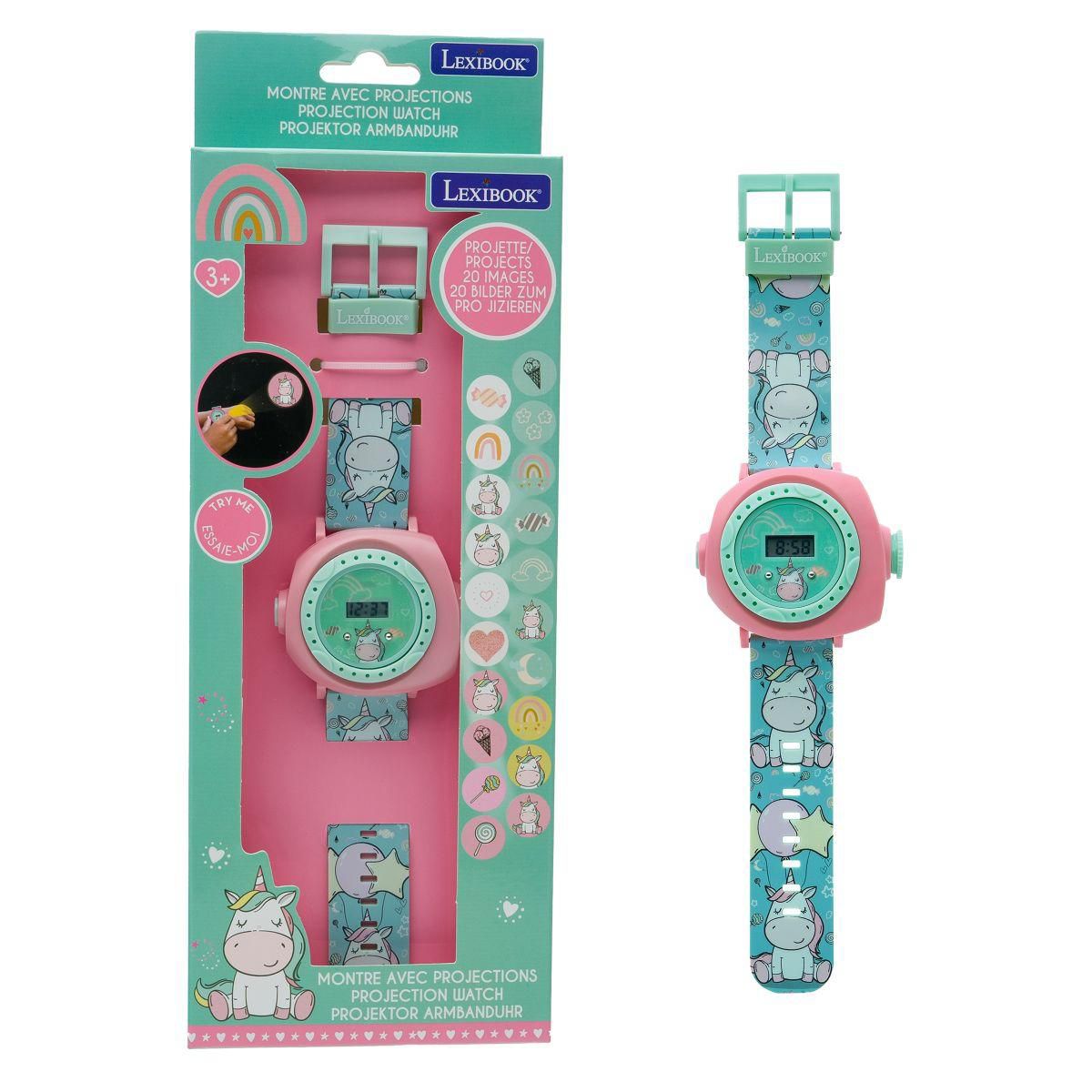 Lexibook Unicorn Adjustable projection watch digital screen, 20 images of Unicorn, for Children