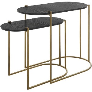 Uttermost Aztec Antique Brass Ebony Stained Nesting Tables Set of 2 - 1 of 1