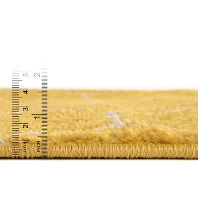 Modern Yellow Trellis Square Synthetic Indoor Rug