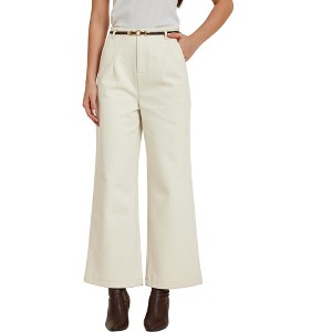 Allegra K Women's Fall Winter Wool Blend High Waist Wide Leg Business Casual Pants - 1 of 4