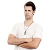 West Coast Jewelry Men's Multi-Layered Cross Black Plated Two-Tone Steel Necklace - 2 of 3
