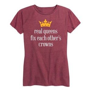 Women's - Instant Message - Real Queens Fix Each Other's Crowns Short Sleeve Graphic T-Shirt - 1 of 4