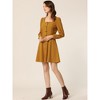 Allegra K Women's Square Neck Long Sleeve Button Front Corduroy Dress with Belt - 3 of 4