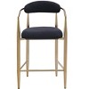 VYNXARIA Modern Boucle Bar Stools Set of 2 Modern Upholstered Bar Height Barstools Vintage High Island Chairs,Black+Gold - 3 of 4