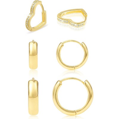 3 Pairs Small Huggie Hoop Earrings Set 14K Gold Hypoallergenic Lightweight Huggie Hoops Earrings for Women Girls