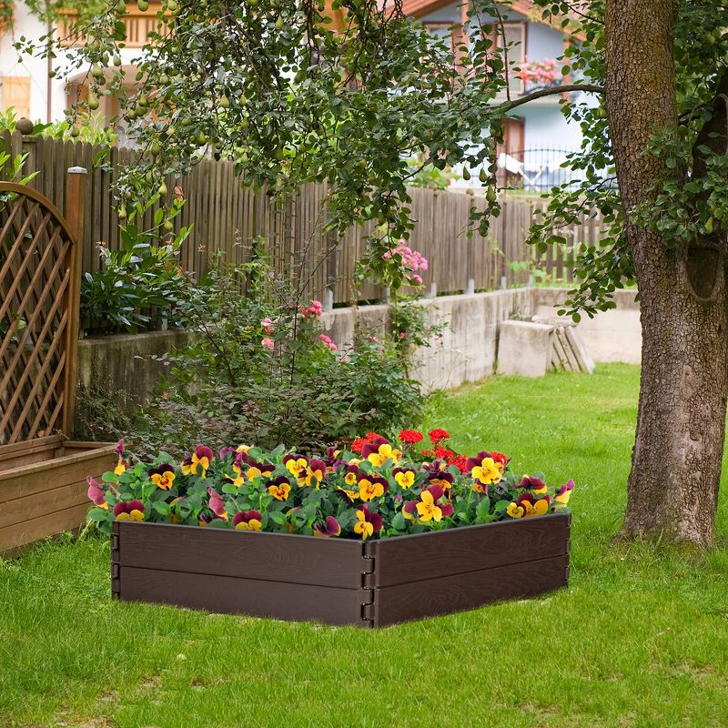 Costway Raised Garden Bed Set for Vegetable Flower Gardening Planter Brown, 2 of 10