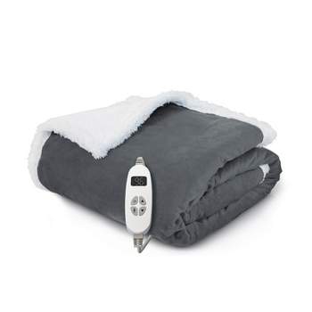 Tangkula 50" X 60" Heated Electric Reversible Fleece Blanket Blanket Throw w/ 10 Heat Levels, 9 Hours Auto Shut-Off, Overheat Protection