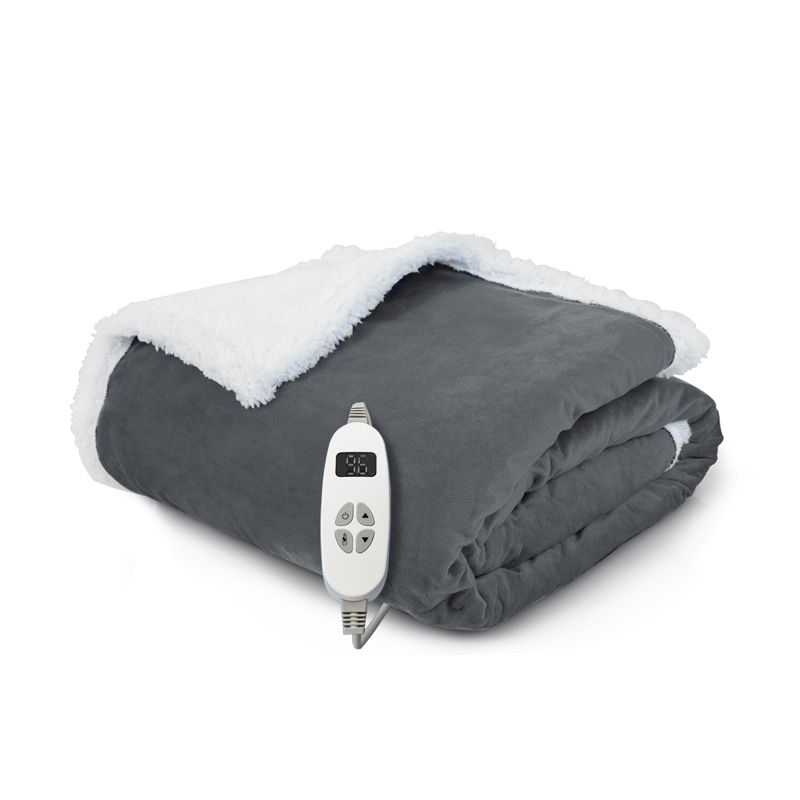 Tangkula 50" X 60" Heated Electric Reversible Fleece Blanket Blanket Throw w/ 10 Heat Levels, 9 Hours Auto Shut-Off, Overheat Protection, 1 of 11