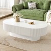 43.3 Inch Minimalist Modern Style Coffee Table, Oval Table with Fluted Drum Base, Smooth Painted Finish Table with MDF Top-Coolbibila - 3 of 4