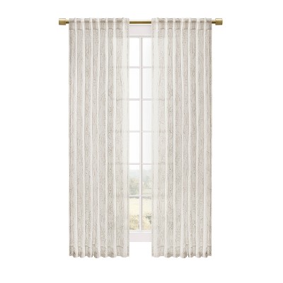 White Sheer Pleated Polyester Rod Pocket Curtain Panel 52" x 84"