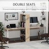 INFURNIC Decorative Bookshelf 88 Inch Double Workstation Writing Table Desk with Storage Shelves, Brown, 88.25"*23.5"*55" - 4 of 4