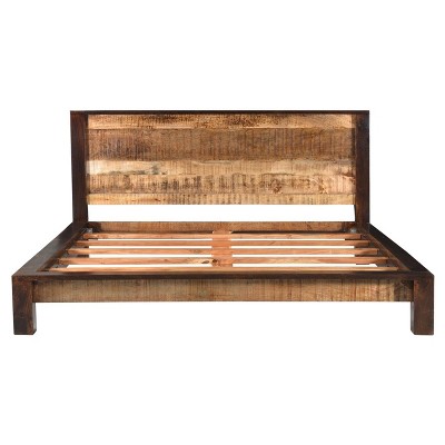 Queen Surat Solid Wood Bed Brown - Timbergirl
