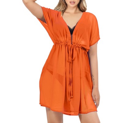 LA LEELA Women's Cover Ups Swimwear Beachwear Dress X-Large-XX-Large Orange