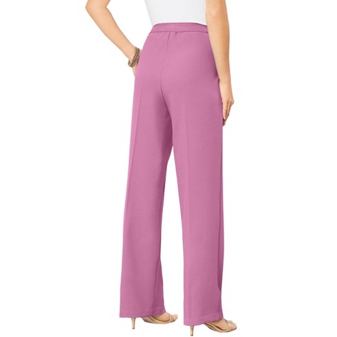 Roaman's Women's Plus Size Wide-leg Bend Over® Pant, 26 W - Mauve