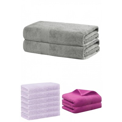 REGALWOVEN Absorbent Solid Bath Hand Face Cloths Cotton Towels 3 Piece Sets