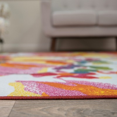 Floral Elegance Multi-Color Synthetic Tufted Area Rug - 3'3"x5'