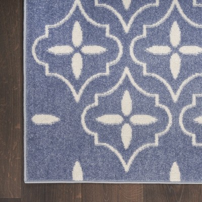 Blue and Ivory Moroccan Trellis 8' x 10' Synthetic Rug