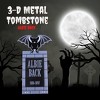 SCS Direct 3-D Metal Ghost Cemetery XL 17" Tombstone w Stakes -Albie Back- Durable, Rustproof, UV Raised Printing - Cemetery Lawn Decor - 2 of 4