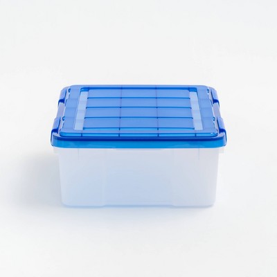 IRIS 26.5qt 4pk Weather Tight Storage Box Clear with Blue Lid and Buckle
