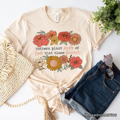 Seeds of Love Mama Floral T-Shirt, White, Natural and Black Retro Tee for Sentimental Mothers| OrnamentallyYou
