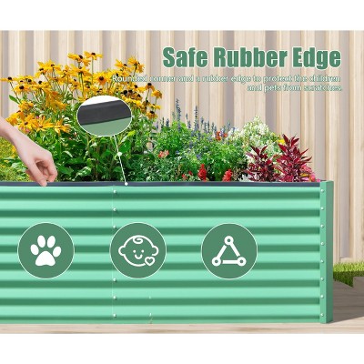Maggift Metal Deep Root Planter Box Outdoor, Galvanized Garden Bed, or Vegetables, Flowers, Herbs, and Succulents, Green, 70.78"*35.43"*23.62"