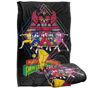 Kids' Power Rangers Megazord Rangers Silky Touch Blanket White 36X58 - 1 of 4