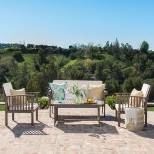 4pc Chat Set with Cushions brown/grey-Christopher Knight Home - 1 of 4
