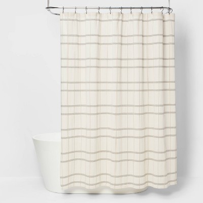 Woven Modern Plaid Shower Curtain Ivory - Threshold™