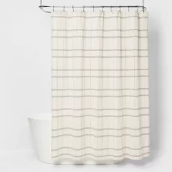Woven Modern Plaid Shower Curtain Ivory - Threshold™