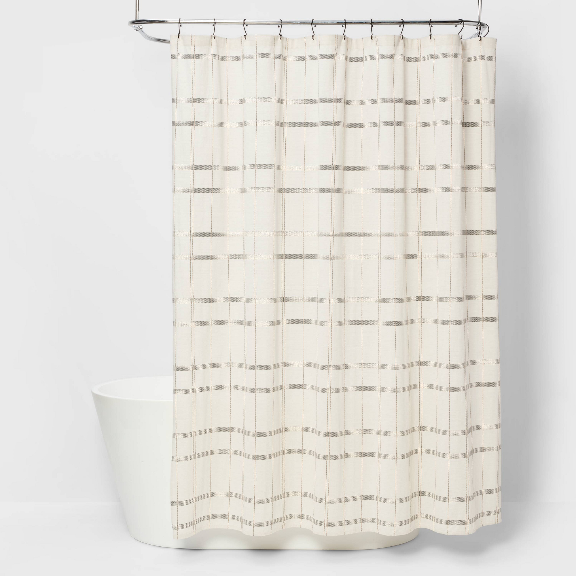 Woven Dot Plaid Shower Curtain Ivory - Threshold™