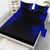 Blue and Black Full Sheet Set – 4Pcs Ombre Gradient Bedding with 1 Flat Sheet, 1 Fitted Sheet, 2 Pillowcases, Modern Metallic Geometric Style - 3 of 4