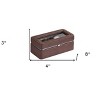 HomeRoots 8" Brown Clear And Silver Faux Leather And Glass Six Section Watch Box With Metal Accents - 3 of 4