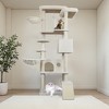 Gulches Beige 84 in Large Cat Tree Tower Big Cats Multi Level Condo Sisal Scratching Posts Hammock Top Platform Sturdy Stable 3 Cats Furniture Beige - 2 of 4