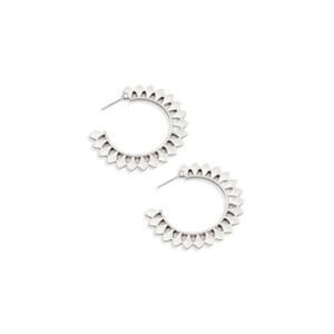 Slickblue Women's Earrings, Boho Sunflower Floral Metallic Hoop Style, Earring Post Closure, Silver, 1.5" - 1 of 3