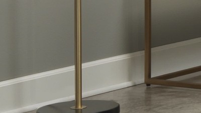 Mid-Century Modern Adjustable Floor Lamp in Black and Antique Brass