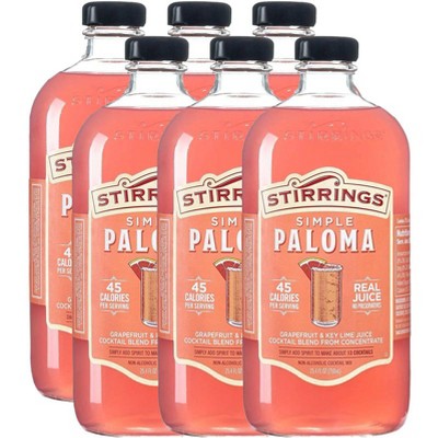 Stirrings Simple Paloma Cocktail Mix 750ml Bottles - Real Juice No Preservatives - 45 Calories - Drink Mixer