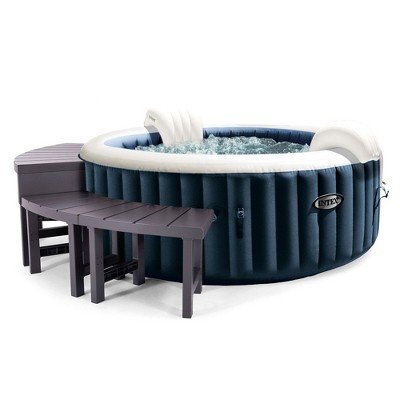 Intex 28429EP PureSpa Plus Portable Inflatable Hot Tub Bubble Jet Spa, 77 Inch x 28 Inch & 28514E Medium PureSpa Accessories Benches (2 Pack)