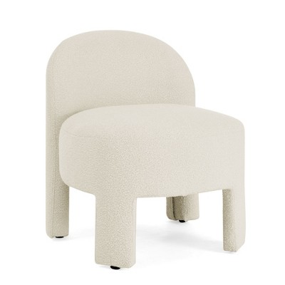 NicBex Loop Yarn Accent Chair,Upholstered Living Room Chairs with Mid-Height Curved Back,Modern Armless Chair,Accent Chairs for Living Room,Beige