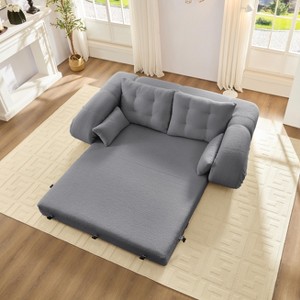 Sofa Bed, 78.7" Multi-Functional Foldable Sofa Couch, Teddy Fabric 4 Pillows and Armrest, Modern Lounge Furniture for Living Room - 1 of 4