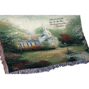Manual Woodworks and Weavers Inspirational Christian Tapestry Throw Blanket 60x50 Inch Hometown Chapel Design - 1 of 3