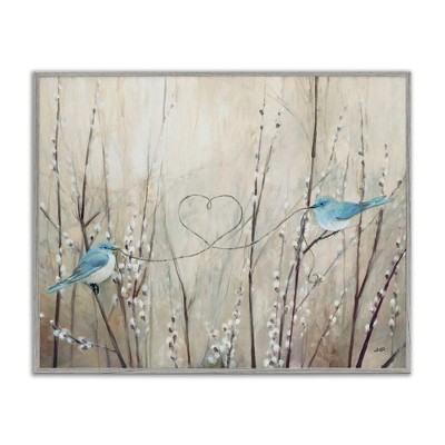 Stupell Industries Love Birds with Heart Shape Black Framed Giclee Art