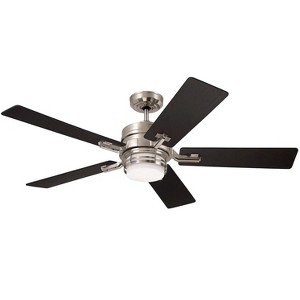 kathy ireland HOME by Luminance Amhurst LED 54-in Brushed Steel Integrated LED Indoor Ceiling Fan with Light  (5-Blade) - 1 of 4