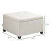 Round Storage Ottoman Bench, Button Tufted Ottoman with Flip Top for Living Room, Entryway and Bedroom - 3 of 4