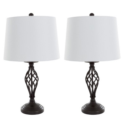 Hastings Home Metal Spiral Cage Table Lamp Set – Bronze, 2 Pieces