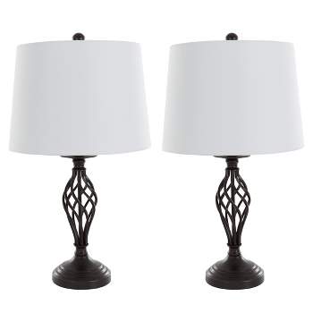 Hastings Home Metal Spiral Cage Table Lamp Set – Bronze, 2 Pieces